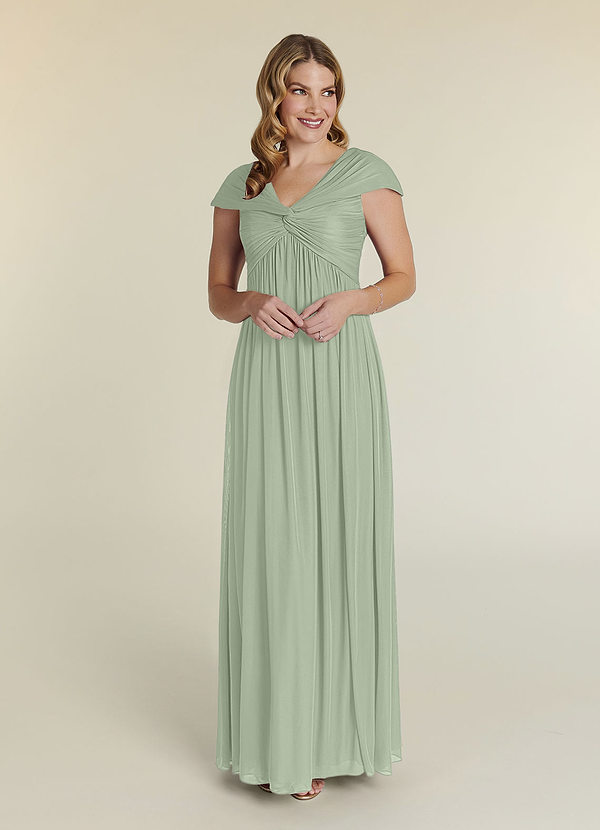 Azazie Marlena Mother of the Bride Dresses A-Line Pleated Mesh Floor-Length Dress image1