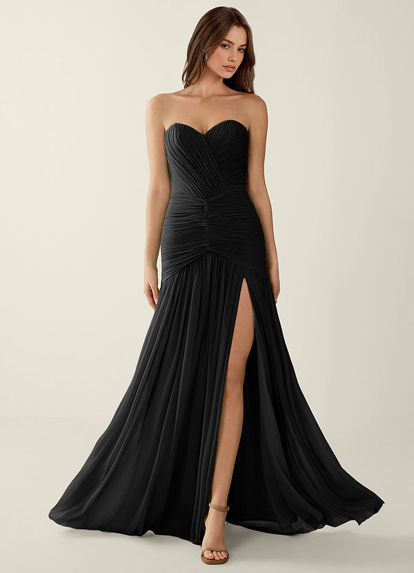 Blairen Black Hand-ruching Technique Mesh Prom Dress image1