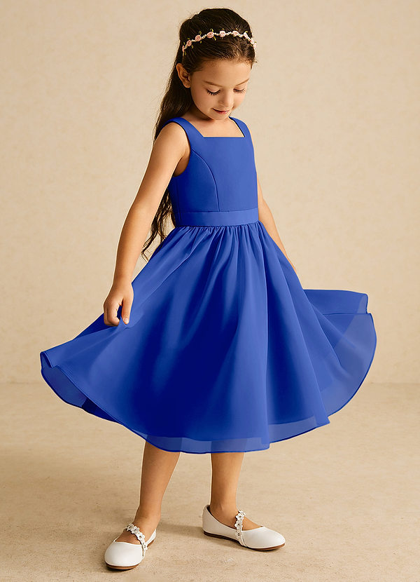 Azazie Ari Blumenkinder Kleider A-Linie ärmellos Chiffon Kleid Königsblau image1