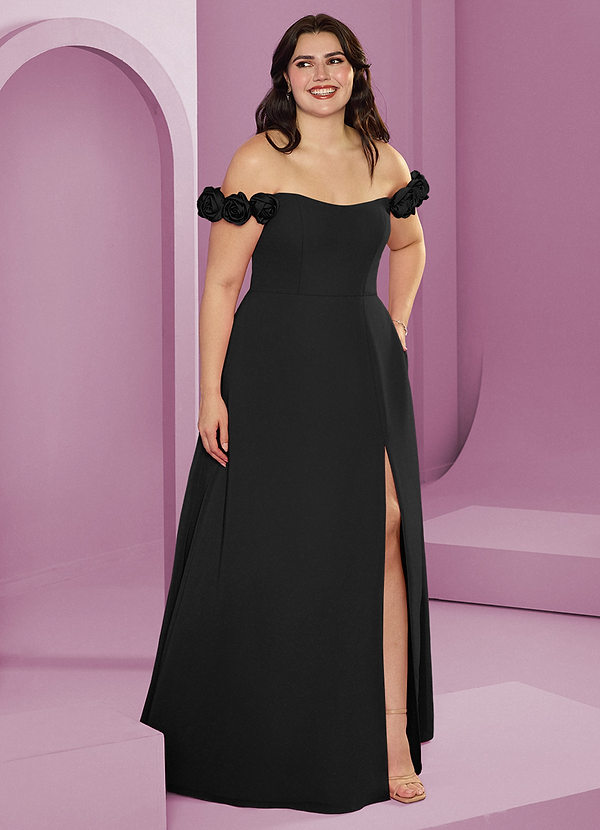 Barbie ♥ Azazie Bridesmaid Dresses Black A-Line Off the Shoulder Chiffon Convertible Dress image1