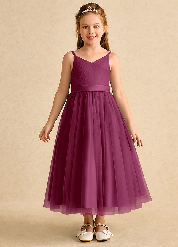 Azazie Patootie Vestidos de Niña de Flores Vestido de Mora de Tul de Corte En A con Tirante Espagueti image1