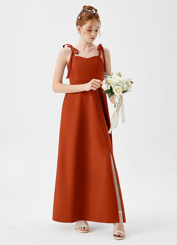 Azazie Rosey Junior Vestido de Pimenton de Crepé elástico de Corte en A con Escote de Corazón image1