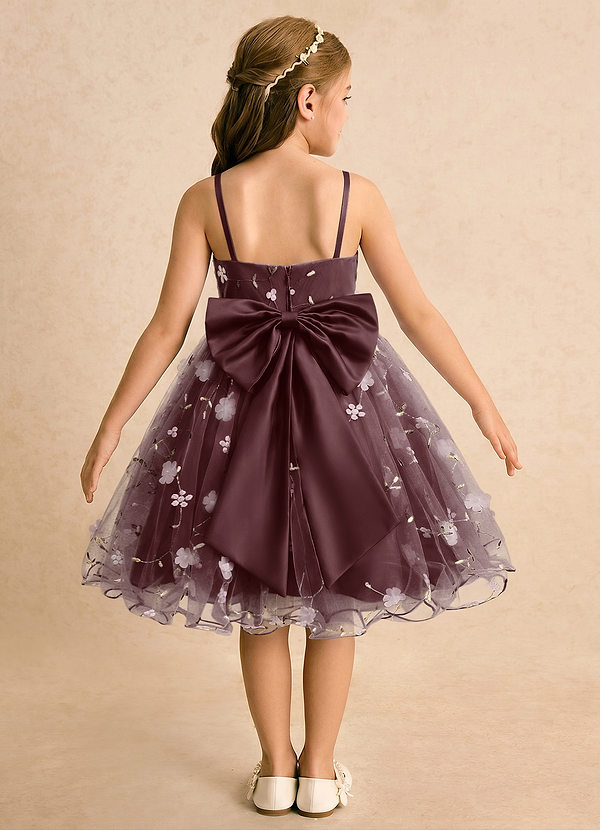 Azazie Junebug Blumenkinder Kleider Ballkleid Spaghetti Riemen Tüll Kleid Sangria image1