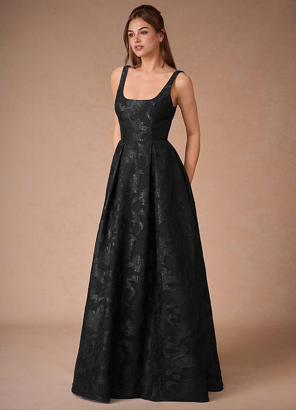 Althea Zwart Maxi-jurk met striksluiting op de rug image1