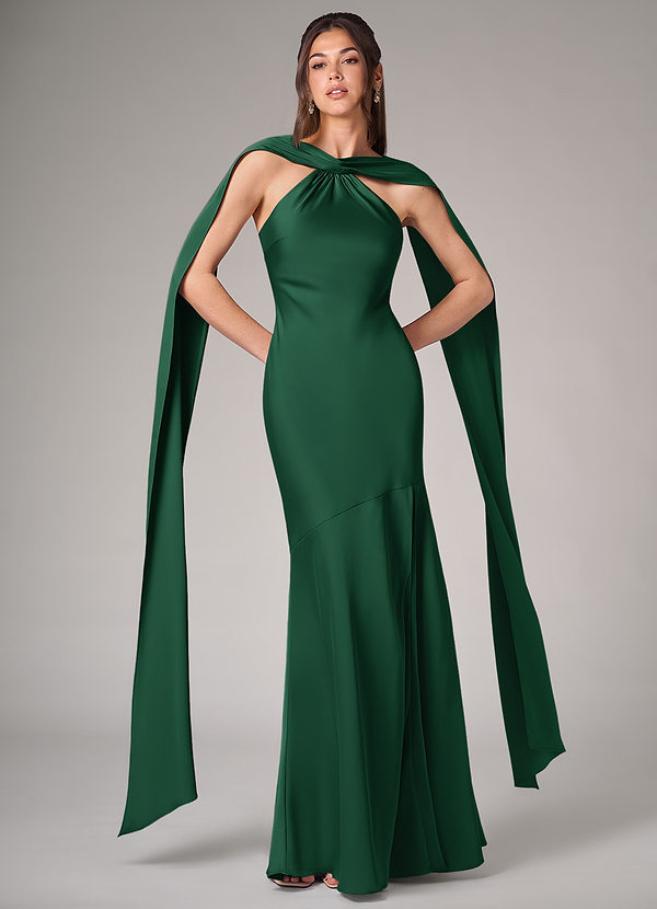 Vestidos De Dama De Honor Junior Con Escote Griego Y Largo Hasta El Suelo Verde Oscuro main image 1