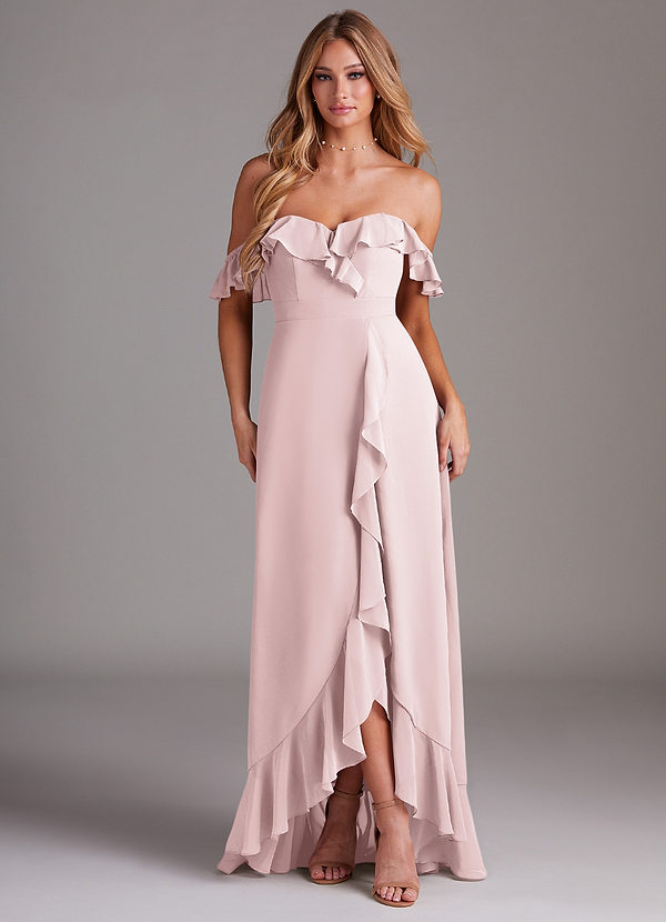 Azazie Lyra Bridesmaid Dresses Blushing Pink A-Line Chiffon Convertible Dress image1