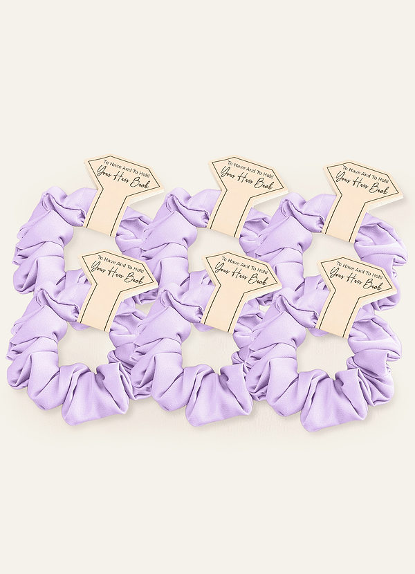 front Matching Color Six-Piece Bridesmaid Stretch Satin Regular Size Scrunchie Set