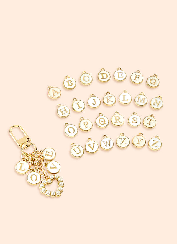 front Personalized Charm Letter Keychain
