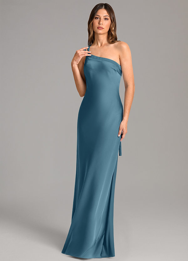 Azazie Monroe Bridesmaid Dresses Bermuda Mermaid One Shoulder Stretch Satin Dress image1