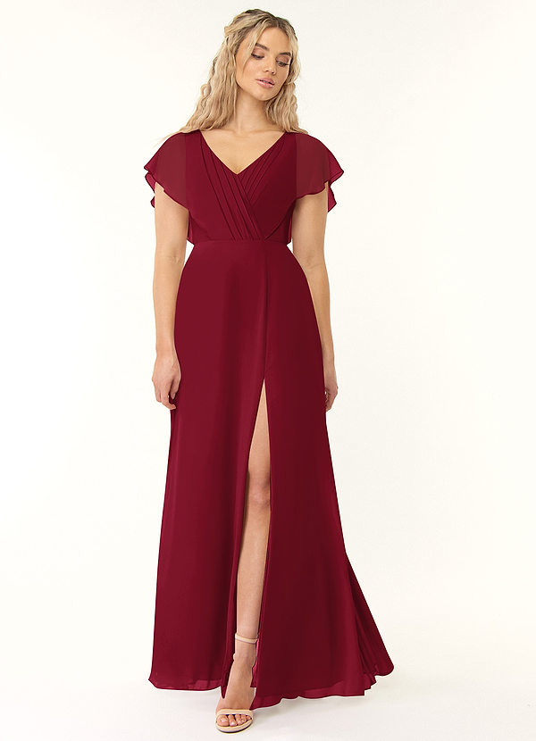 Azazie Rylee Bridesmaid Dresses A-Line Pleated Chiffon Floor-Length Dress image1