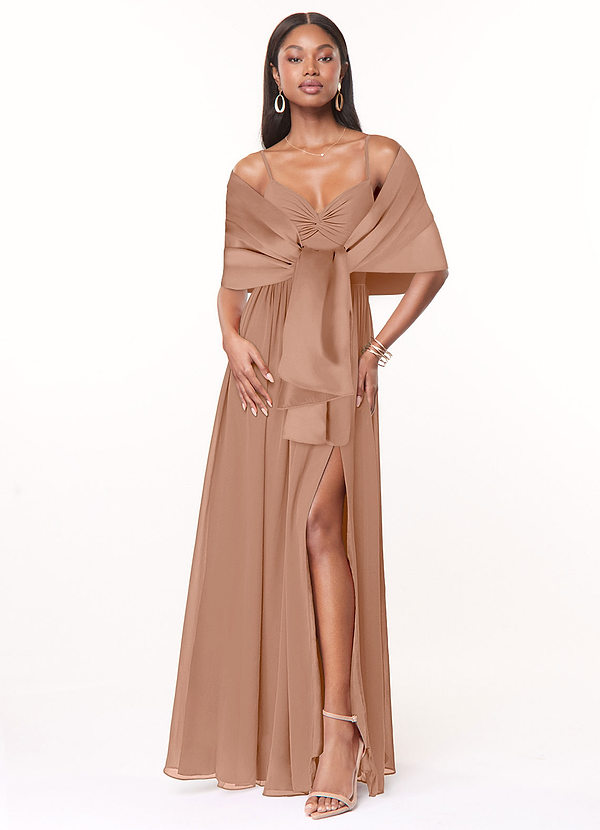 front Azazie Matching Color Aleena Matte Satin Shawl