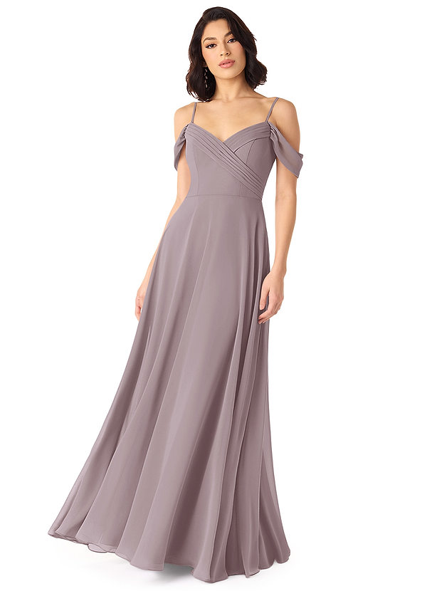 Azazie Tancie Bridesmaid Dresses Dusk A-Line Off the Shoulder Chiffon Convertible Dress image1