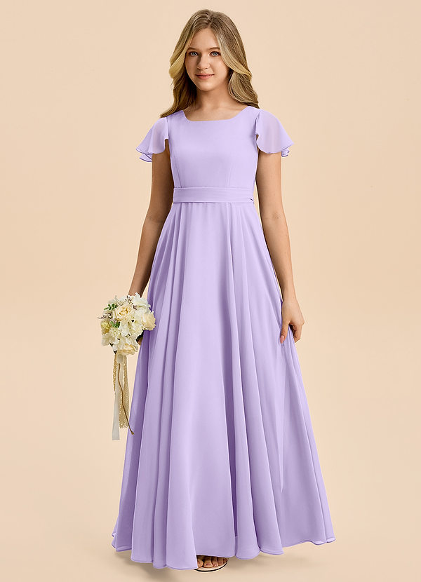 Azazie Cady Junior Lilac A-Line Pleated Chiffon Dress image1