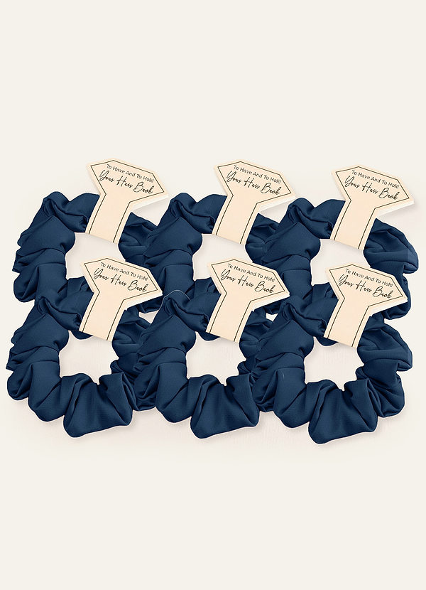 front Matching Color Six-Piece Bridesmaid Stretch Satin Regular Size Scrunchie Set