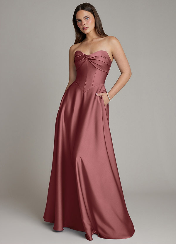 Azazie Meleena Brudtärneklänningar Klä av A-Linje i Stretch Satin Axelbandslös Ametist image1