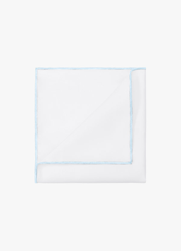 front Pañuelo de bolsillo de satén blanco mate con borde de color