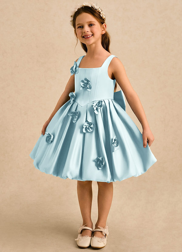 Azazie Lillian Vestidos de arras Vestido Vidrio Marino de Satin Mate de Vestido de princesa con Plisado image1