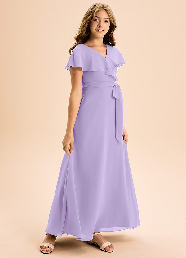 Azazie Lainey Junior Lilac A-Line with Pockets Chiffon Dress image1