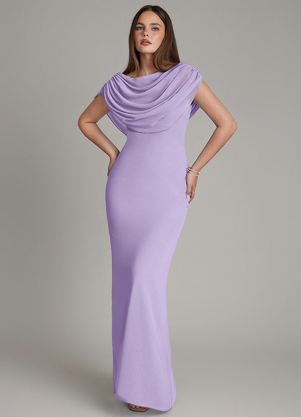 Azazie Hadley Bridesmaid Dresses Lilac Mermaid Pleated Chiffon Dress image1