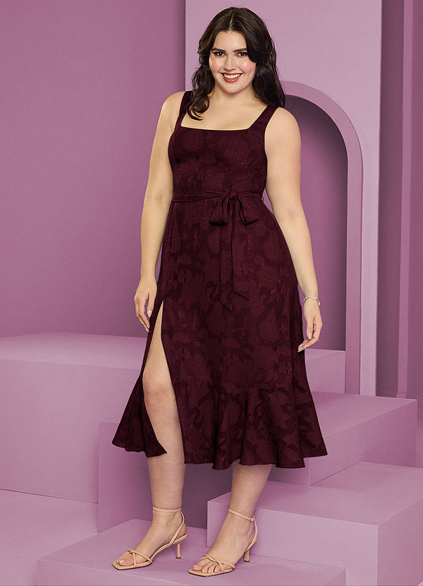 Barbie ♥ Azazie Morsiusneitojen mekot A-linja taskujen kanssa Floral Burnout Midi Pukeutua image1
