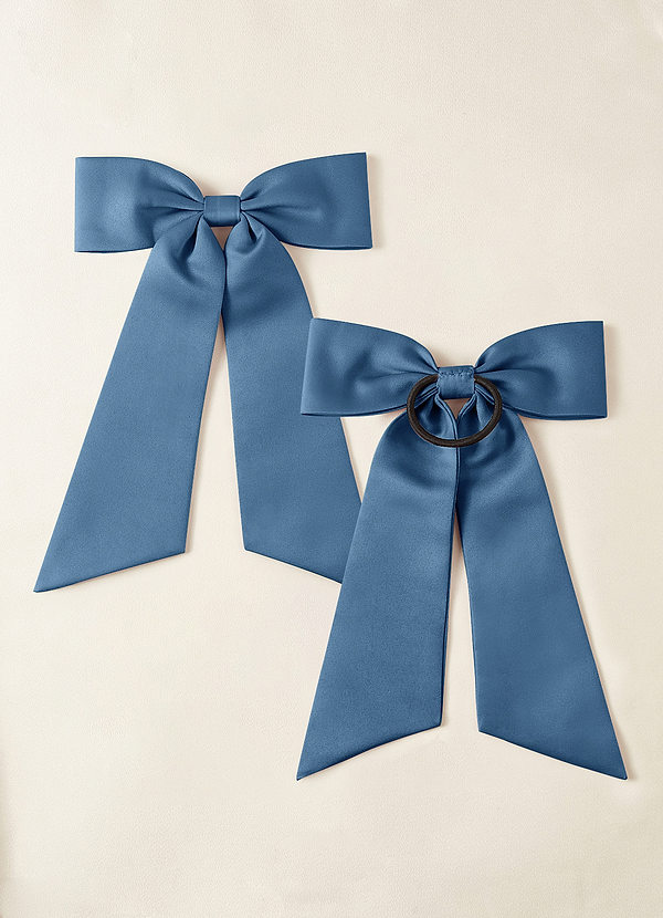 front Matching Color Matte Satin Bow Hair Tie Set