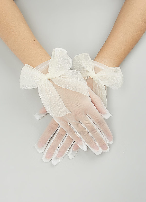 front Guantes cortos transparentes con lazo iridiscente