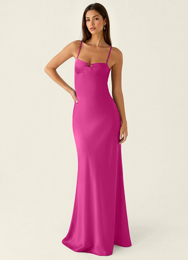 Stasiam Fuchsia Stain Open Back Party Dress image1