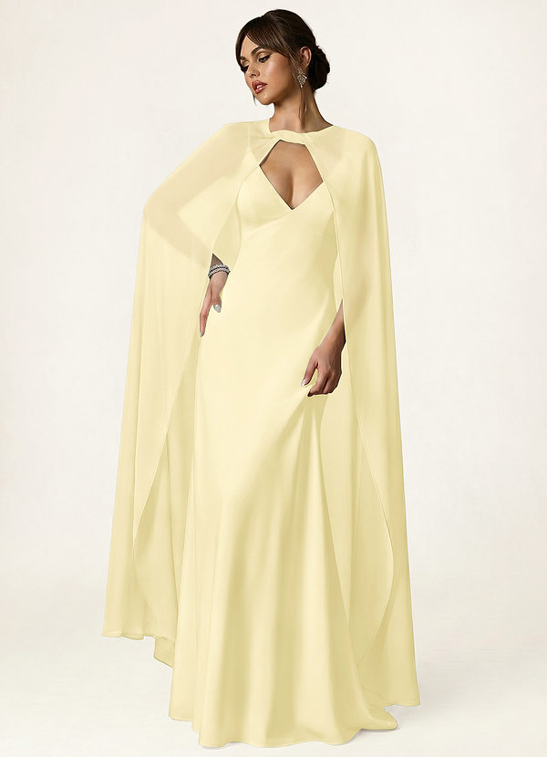 front Azazie Knot-Front Chiffon Long Cape