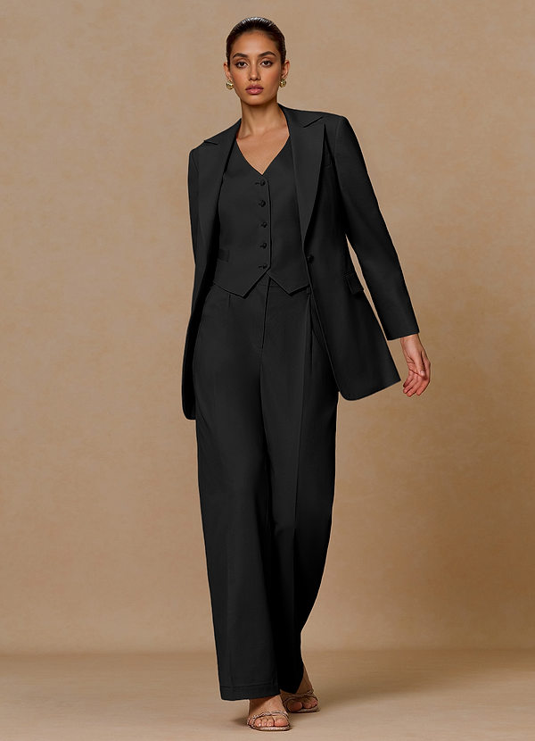 front Margaret Black Cotton Linen Blend 2-Piece Suit