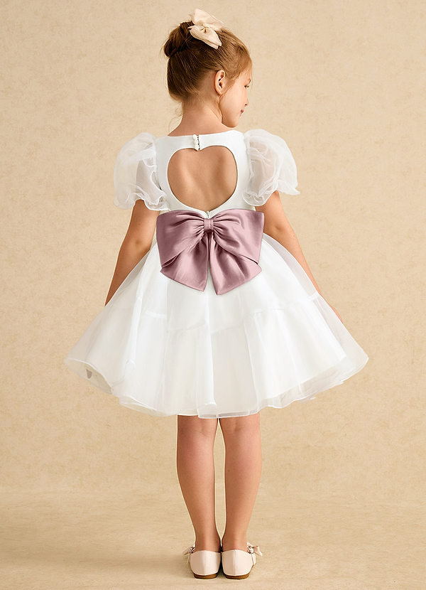 Azazie Debbie Vestidos de Niña de Flores Vestido de Marfil Rosa Empolvado de Organza de Princesa con Escote de Corazón image1