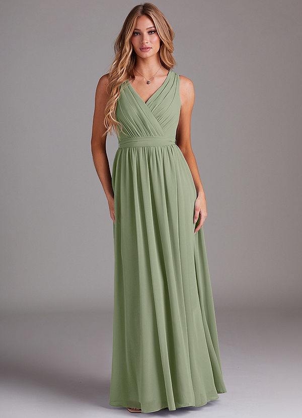Azazie Kingsley Bridesmaid Dresses Pistachio A-Line Lace Chiffon Dress image1