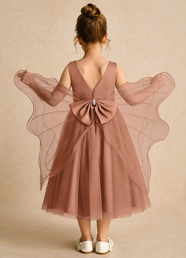Azazie Pear Abiti da Ragazza di Fiori Abito Principessa in Tulle Fiocco Bronzo image1