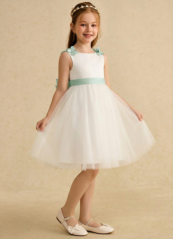 Azazie Lona Klänningar för brudeflicka Klä A-Line i Matt satäng Rosett image1