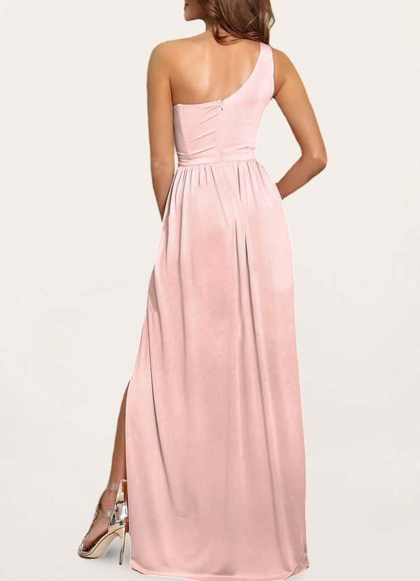 back Sur la liste des invités Rose Rougissant Robe maxi à une épaule