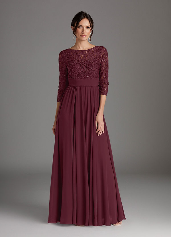 Azazie Carmena Mother of the Brides Dresses Cabernet A-Line Sequins Chiffon Dress image1