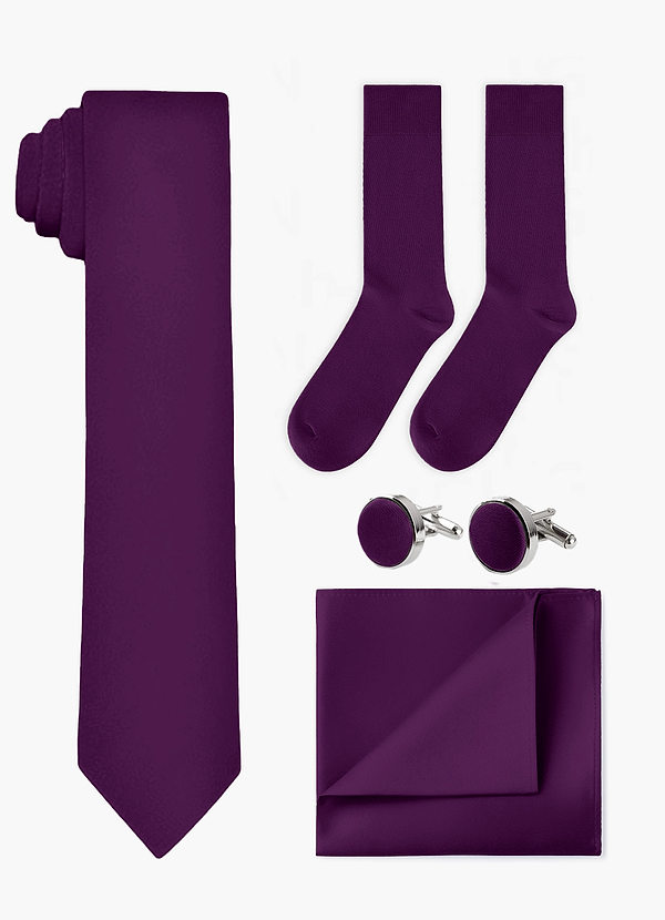 front Matching Wide Tie & Pocket Square & Cuff Links & Socks Set