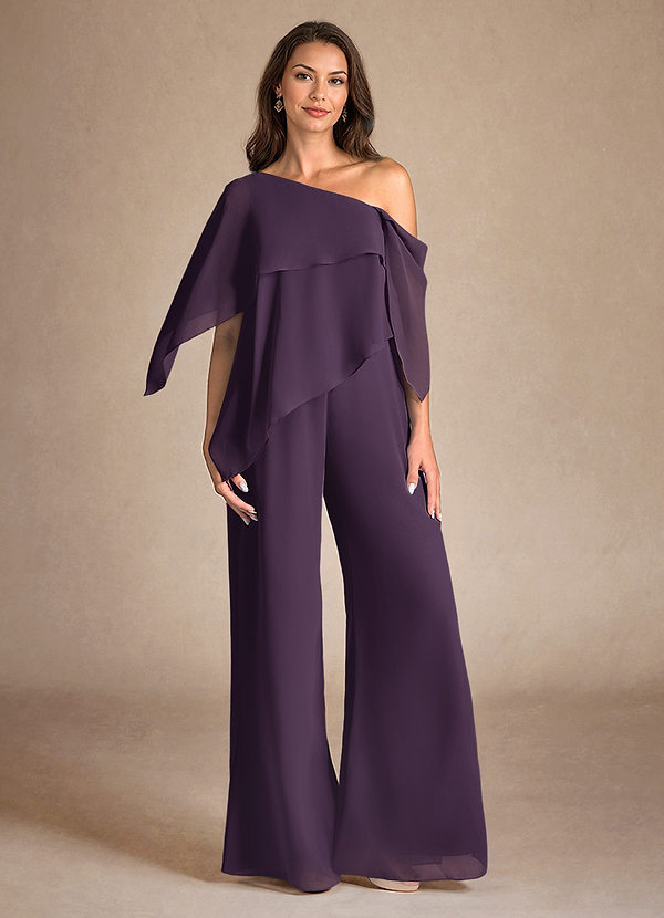 Azazie Halima Abiti da Mamma Sposa Abito Tuta Pantaloni in Chiffon Spacco Laterale Prugna image1