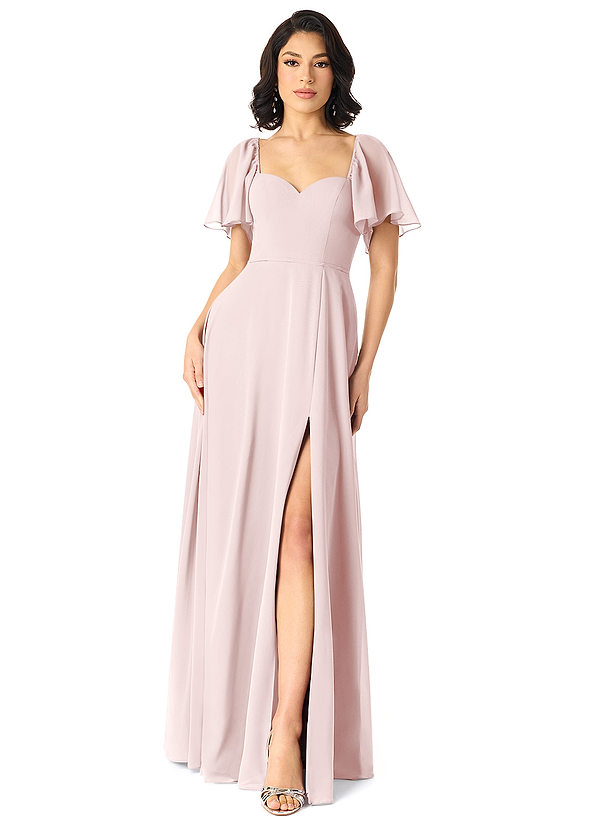 Azazie Chloe Bridesmaid Dresses Blushing Pink A-Line Sweetheart Neckline Chiffon Dress image1