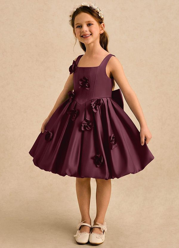 Azazie Lillian Vestidos de arras Vestido Cabernet de Satin Mate de Vestido de princesa con Plisado image1