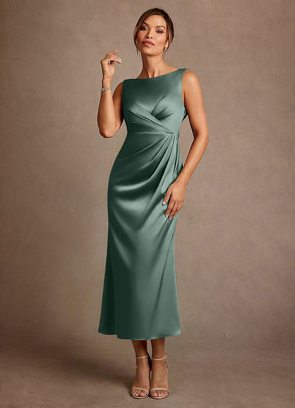 Azazie Mazhe Brautmutterkleider A-Linie Plissee Stretch-Satin Kleid Seemoos image1