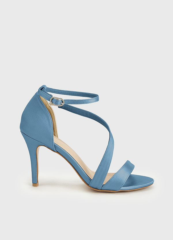 front Matching Color Satin Wrap Strap Stiletto Sandals