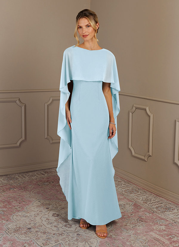 Azazie Dion Mother of the Brides Dresses Sky Blue Sheath Scoop Stretch Crepe Dress image1