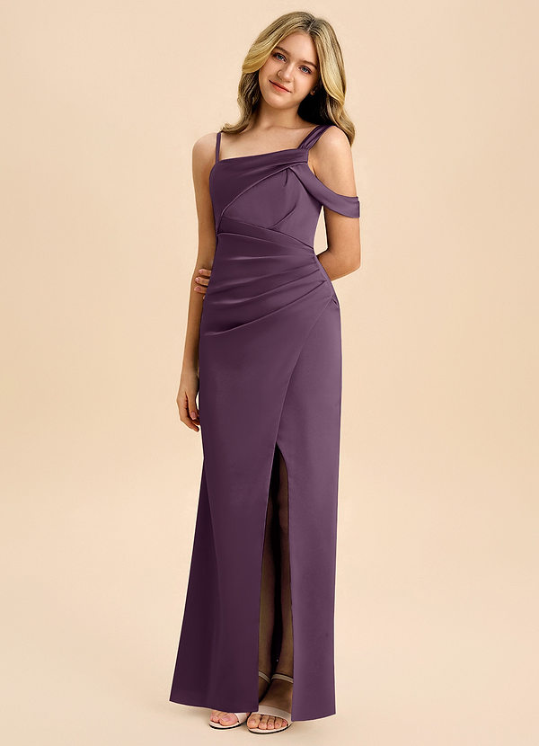 Azazie Wynter Junior Abito in Raso Elasticizzato Plissettato Prugna image1