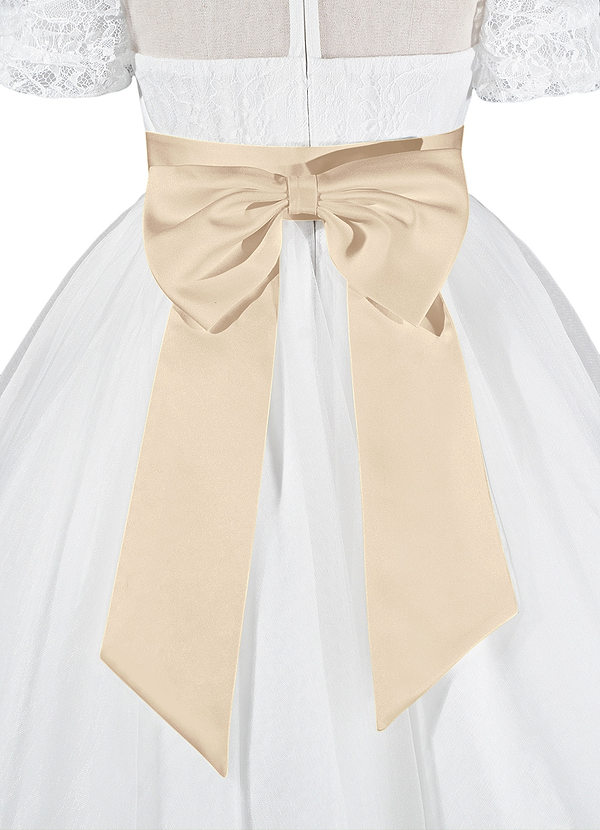 front Matching Color Matte Satin Sash with Back Bow