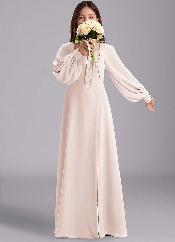 Azazie Bondi Junior Vestido de Pétalo De Rosa de Gasa de Corte en A con Blusón image1