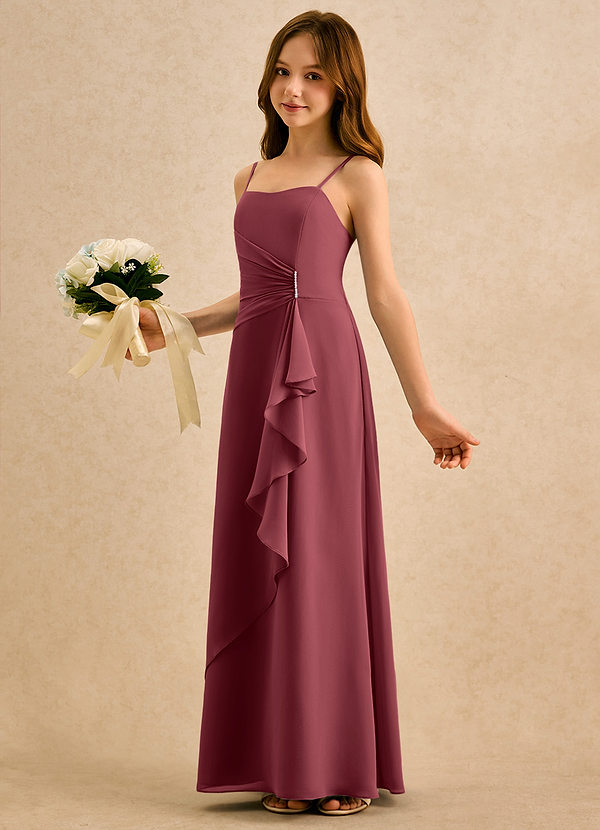 Azazie lolly Girls Formal Flower Girl Dresses Merlot A-Line Pleated Chiffon Dress image1