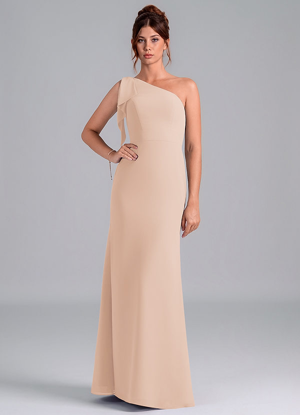Azazie Rinna Bridesmaid Dresses English Rose Mermaid One Shoulder Chiffon Dress image1