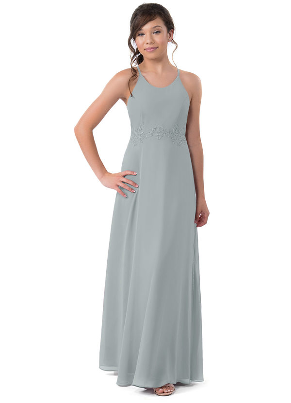 Vestidos Modestos De Manga Larga Para Damas De Honor Junior Gris Acero