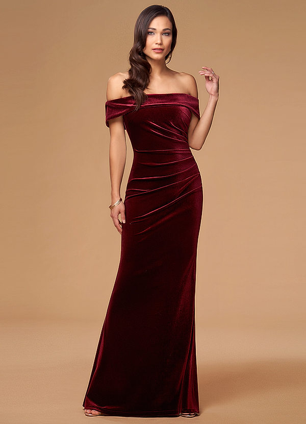 long maroon velvet dress