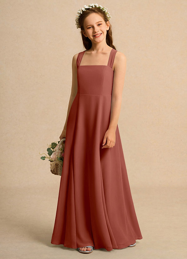 Azazie Tater Junior Formal Klänningar för brudeflicka Klä A-Line i Chiffong Plisserad image1